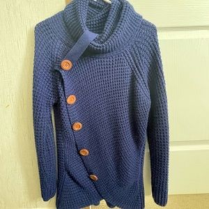 Blue button sweater